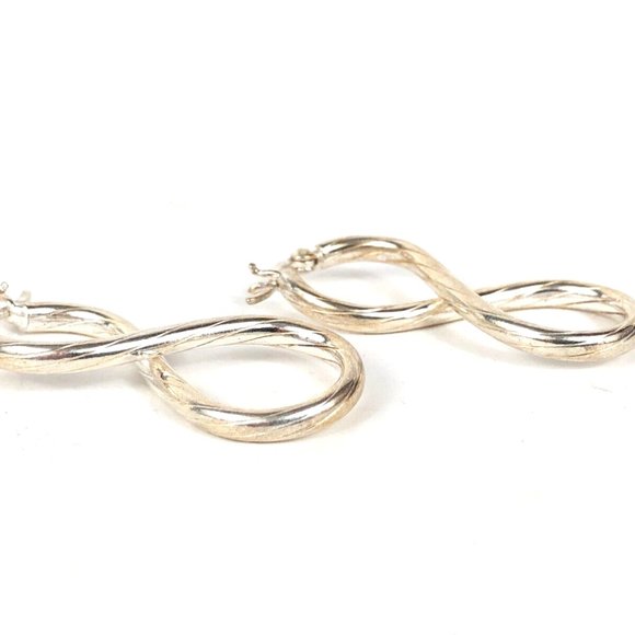 Spiral Infinity Twist Statement Sterling Silver 925 Earrings Pre-Owned E… - Picture 2 of 2